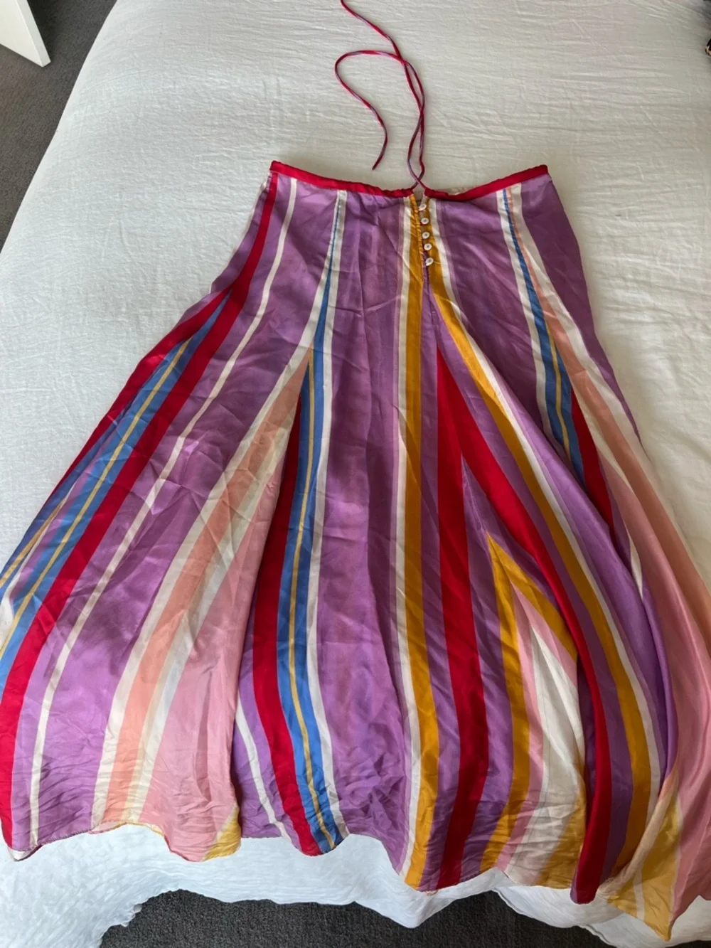 Rare / discontinued Caslazur Beaulah 100% silk high waist striped maxi skirt